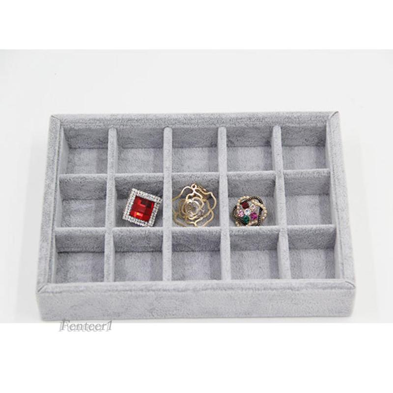 [Fenteer1] Khay Trưng Bày Trang Sức Bằng Nhung Chia Ngăn