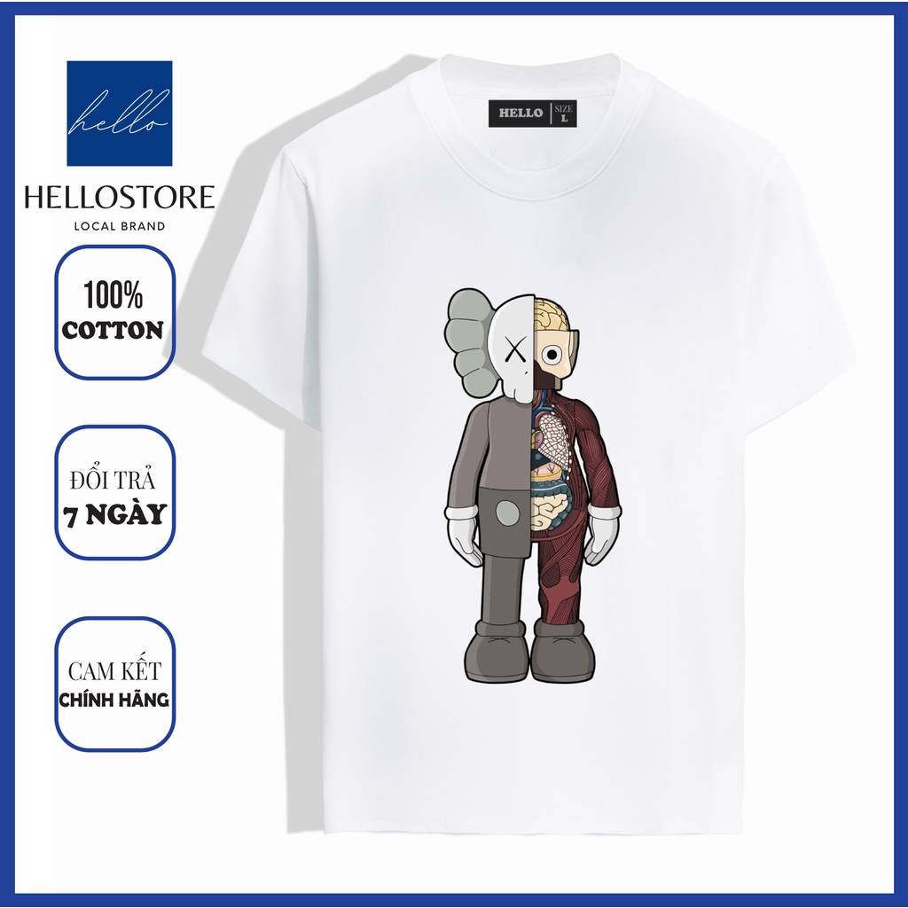 Áo phông nam nữ oversize Hello , Áo thun tay lỡ form rộng unisex mặc đôi nhóm cặp Kaws_Ap09