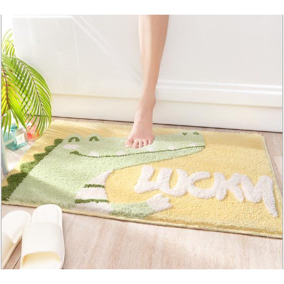 Thảm Chùi Chân Phòng Tắm Họa Tiết Thú Dễ Thương Siêu Thấm, Mềm Mịn 40*60