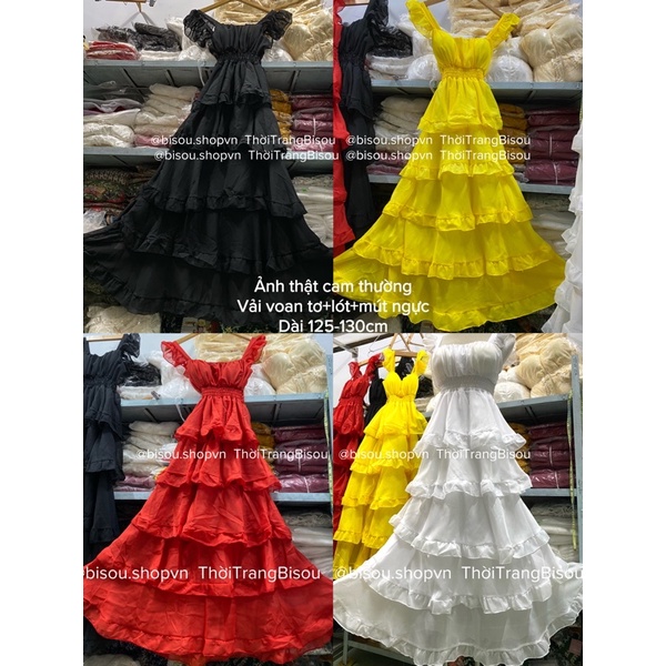 CLIP+HÌNH❤️ Đầm công chúa -Váy maxi trễ vai bèo nhiều tầng