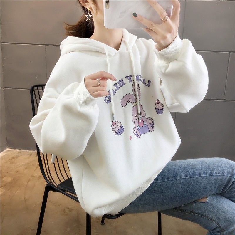 Áo khoác Hoodie Nữ chất nỉ dày mịn, in hình thỏ Rabit siêu cute - Hot trend 2021 | BigBuy360 - bigbuy360.vn