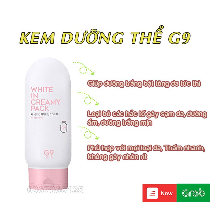 Kem dưỡng thể trắng da/ Kem ủ trắng da toàn thân G9-Skin White In Creamy Pack Whitening 200ml