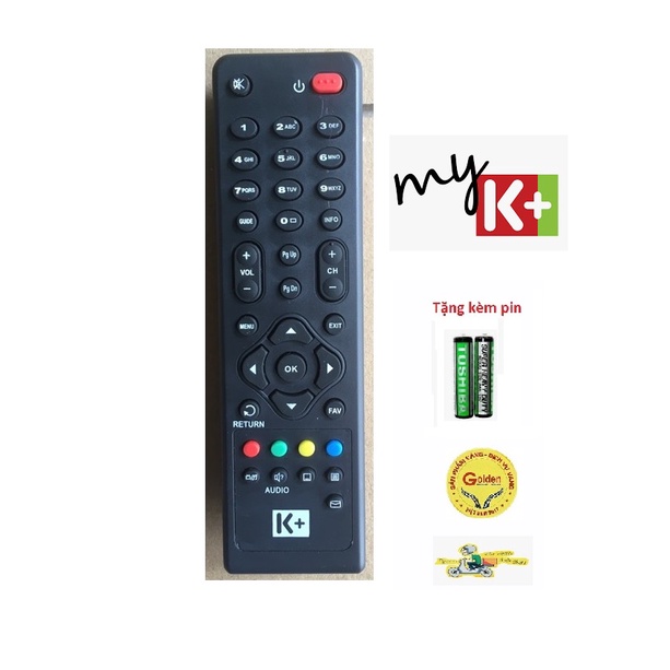 Điều khiển đầu thu K+ vuông-Tặng kèm pin- Remote đầu thu truyền hình đầu K+ loại vuông