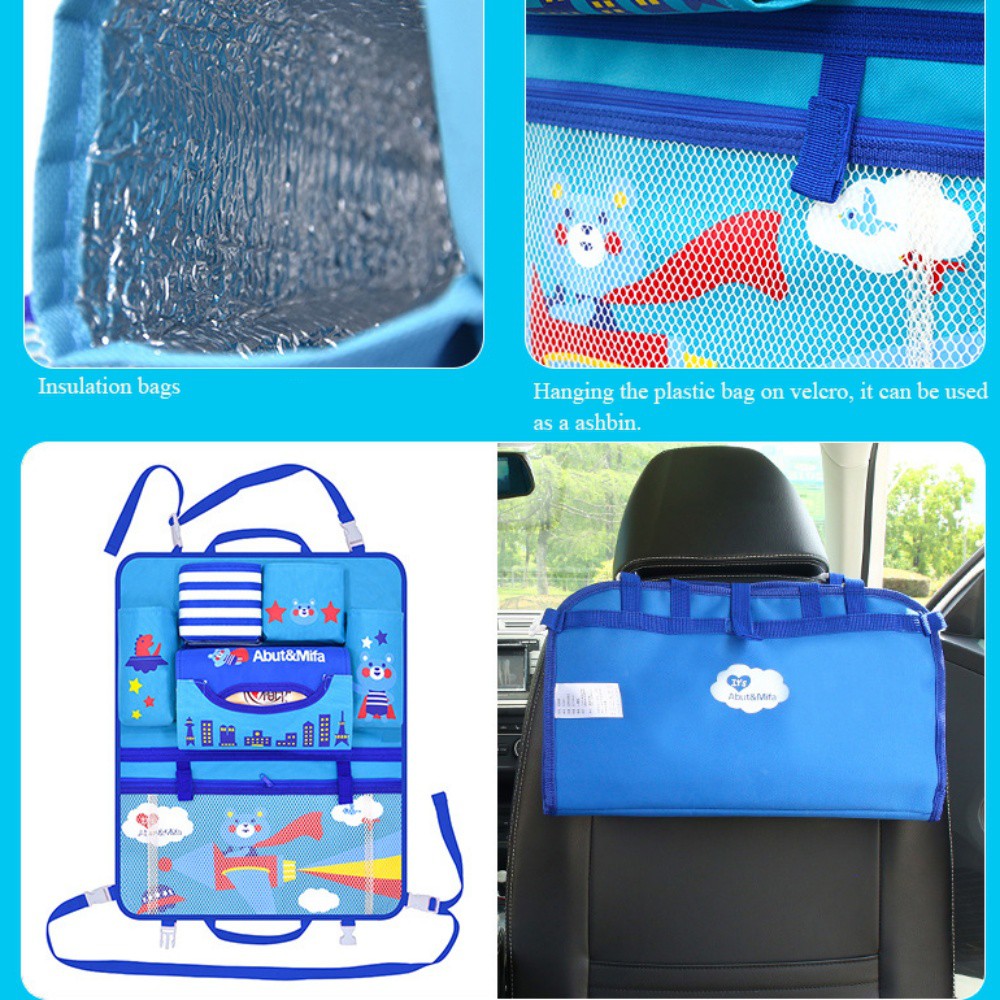 Túi treo đồ nhiều ngăn móc sau ghế ô tô, xe hơi kiểu mẫu hoạt hình dễ thương cho bé