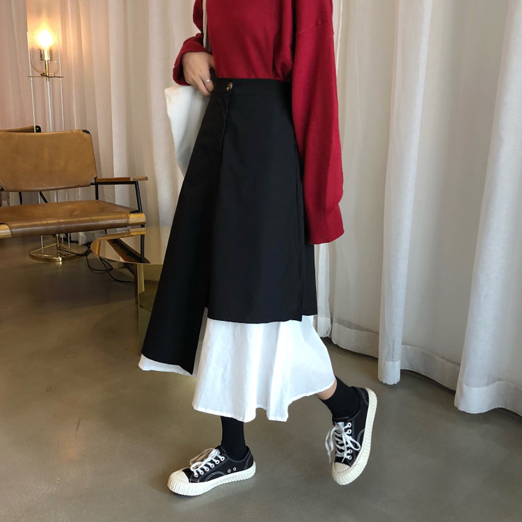 Xiaozhainv Chân Váy Midi Lưng Cao Dáng Rộng Phong Cách Hàn Quốc Cho Nữ