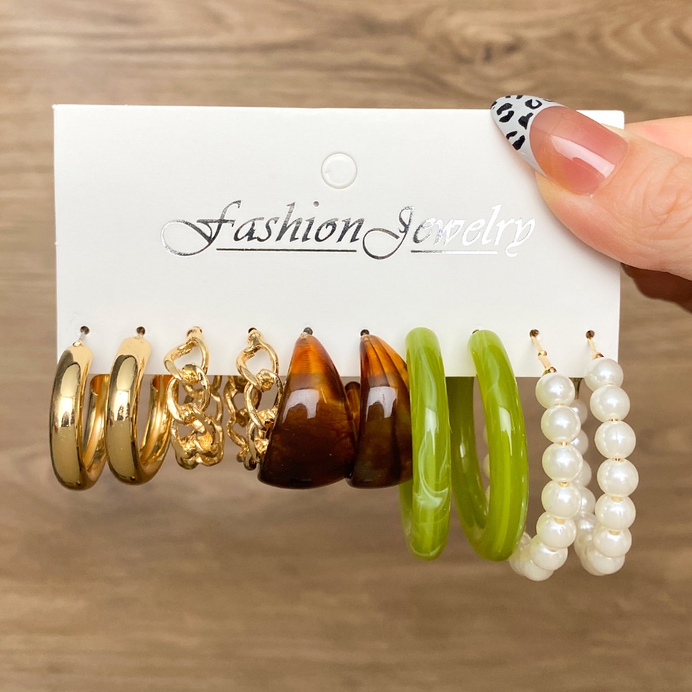 Set 5 Đôi Khuyên Tai Thiết Kế Mới Thời Trang Dành Cho Nữ