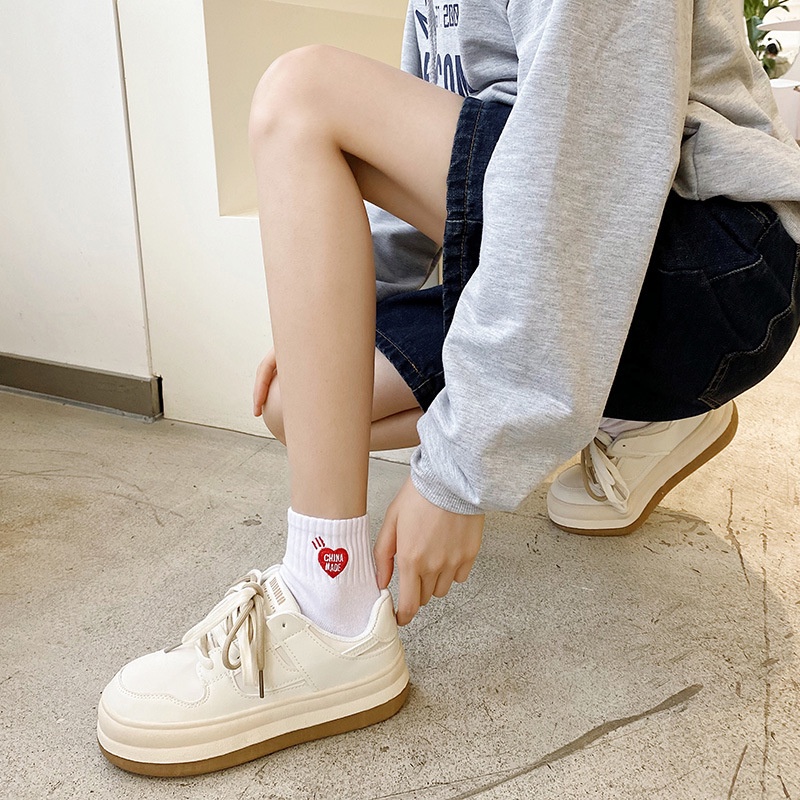 Vớ Cotton Cổ Vừa Thêu Họa Tiết Phong Cách Nhật Bản Thời Trang Mùa Hè Cho Nữ