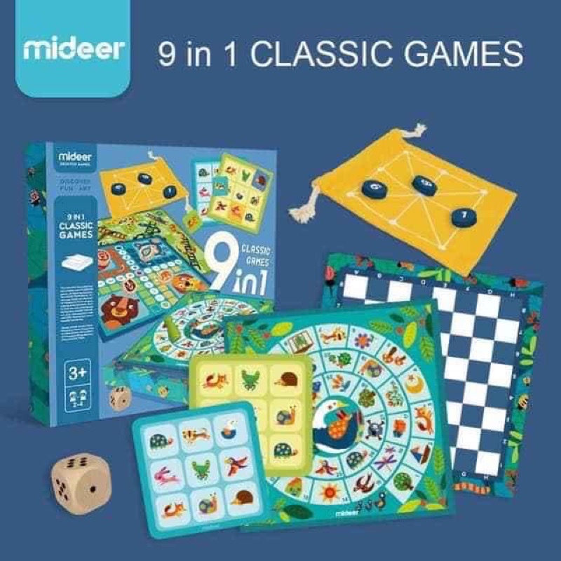 Bộ trò chơi Cổ điển 9in1 Classic Board game hãng Mideer