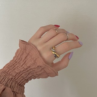 Nhẫn kết hợp 2 màu Modleaf Cross ring Hàn Quốc