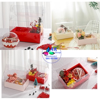 SET 10 HỘP BÁNH MICA 2 NGĂN BÁNH HOA / 2112.130