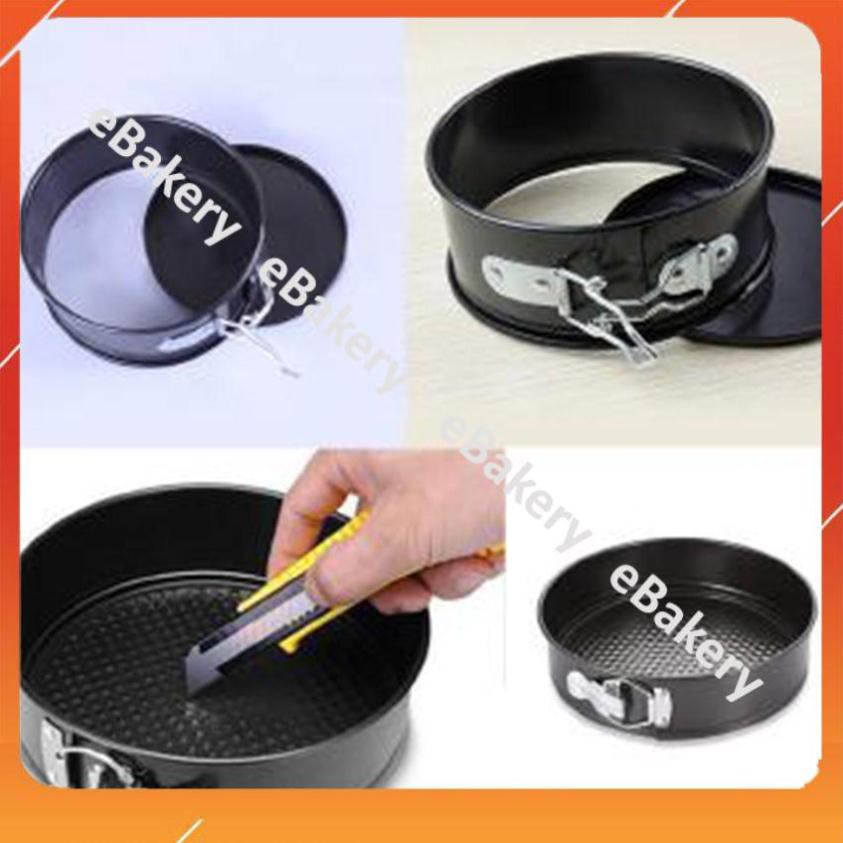 Khuôn bánh tròn spring form đế rời chống dính có khóa size 16, 18, 20, 22cm - eBakery