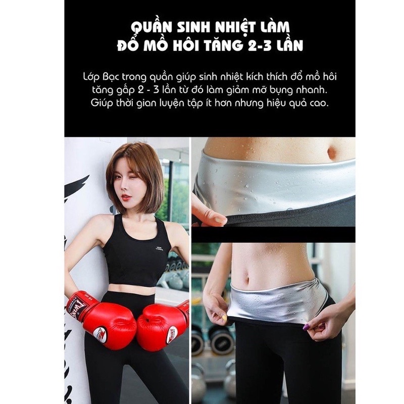 Quần Lửng Sinh Nhiệt Đổ Mồ Hôi , Quần Legging Nữ Giảm Tan Mỡ Nịt Bụng Định Hình Eo Tập Gym Yoga Thể Dục Thể Thao