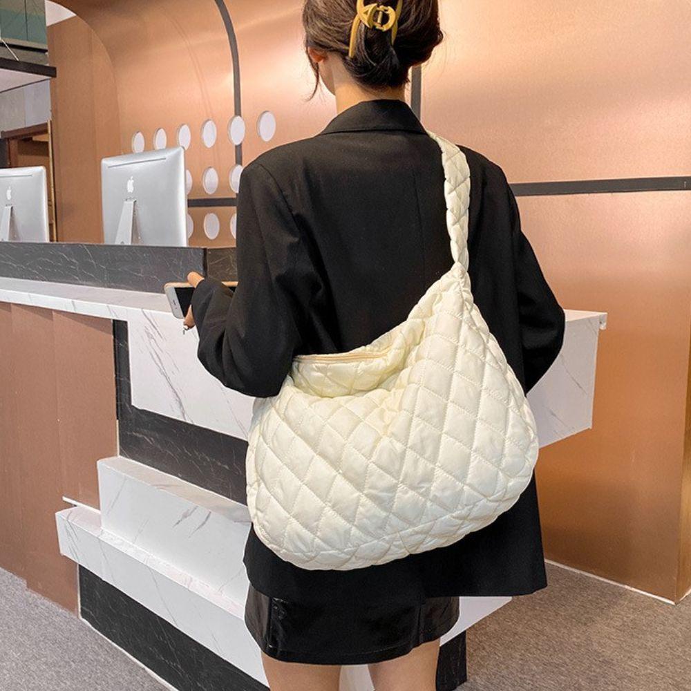 Túi Xách Đeo Vai Cotton Họa Tiết Lưới Không Gian Lấp Lánh Sức Chứa Lớn Đa Năng Cho Nữ