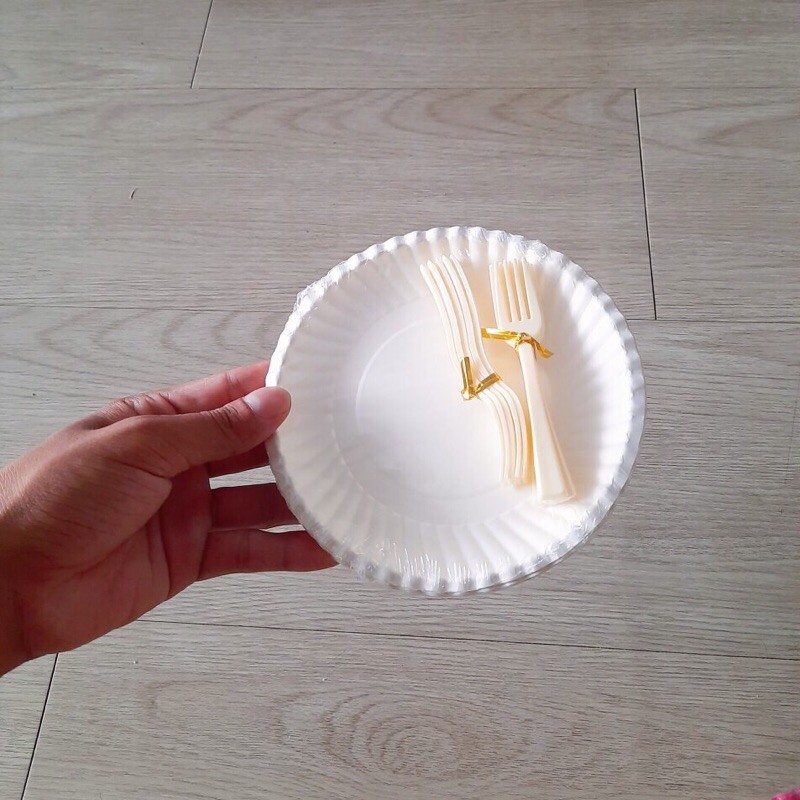 10 Dĩa giấy trắng dùng 1 lần 13cm&amp;16cm