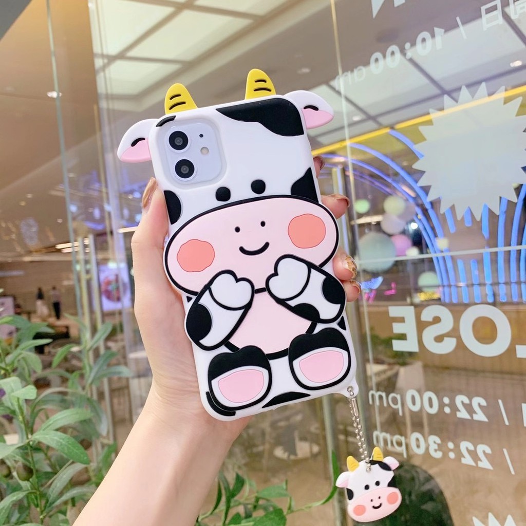 Ốp Điện Thoại Silicon Họa Tiết Chú Bò Dễ Thương Cho iPhone Case 7 8 7 Plus 8 Plus 11