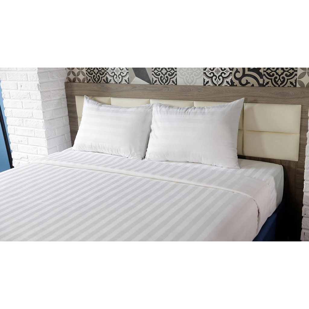 Drap cotton Trắng Sọc khách sạn ,nhà nghỉ nệm từ 17_27cm
