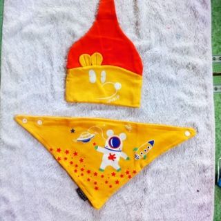 set mũ cotton kèm yếm gấu họ