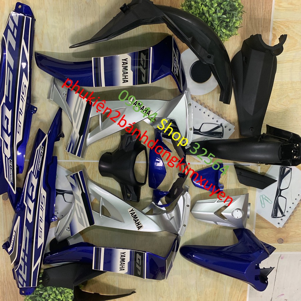 Bộ dàn áo xe SIRIUS màu XANH DƯƠNG-SIRIUS RC-sirius phanh cơ nhựa nguyên sinh cao cấp loại 1-tặng kèm tem như hình