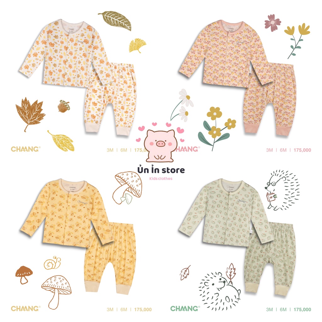 Chaang bộ quần áo dài tay cúc giữa cho bé sơ sinh Park AW2022D11