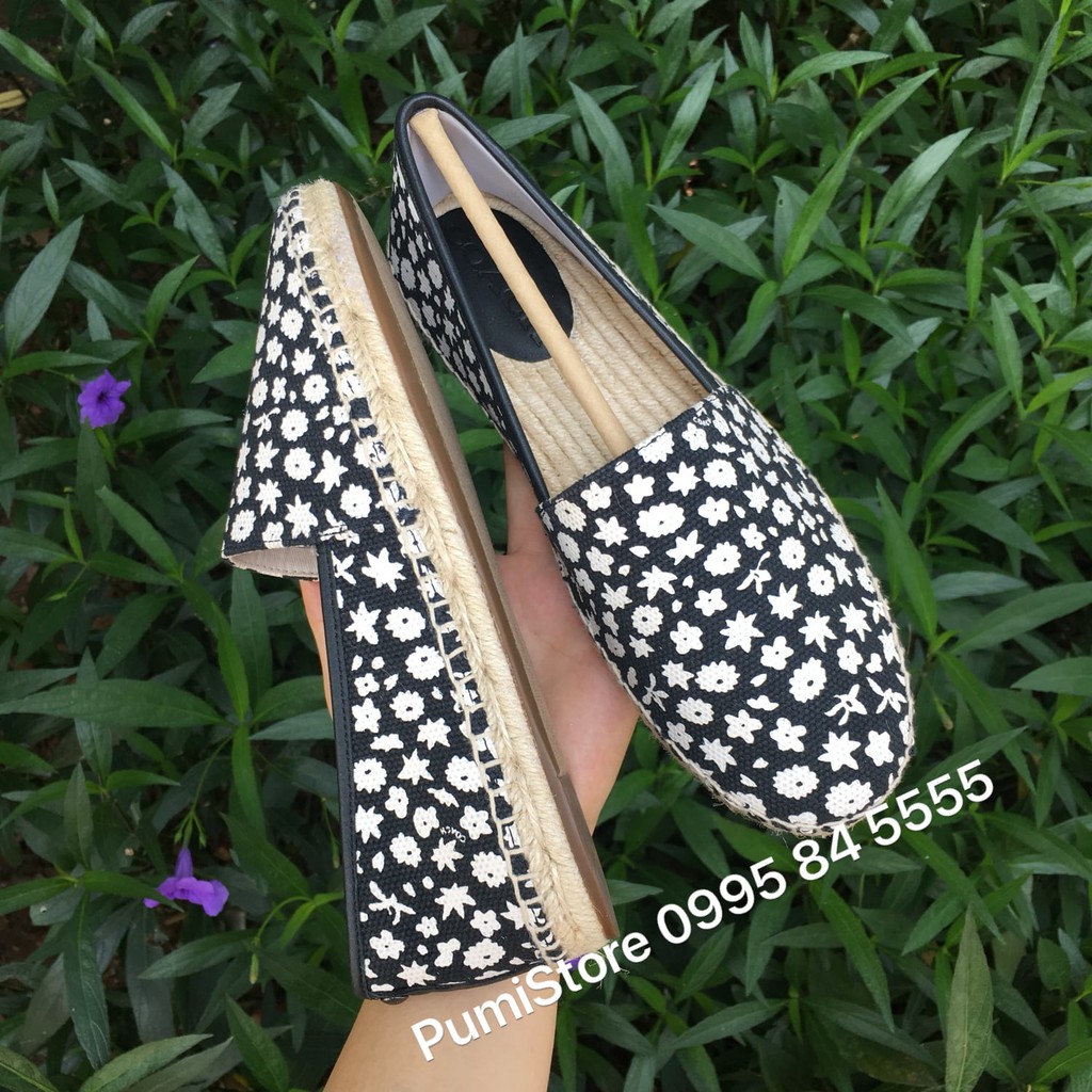 Giày COACH Flat Espadrille Black/Chalk Floral Canvas