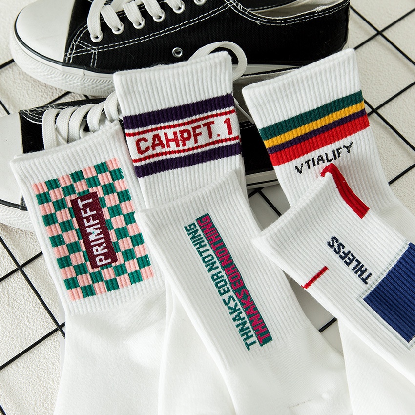 Tất Chữ Ulzzang Cao Cổ - Vớ Chữ Caro Unisex Mẫu Mới