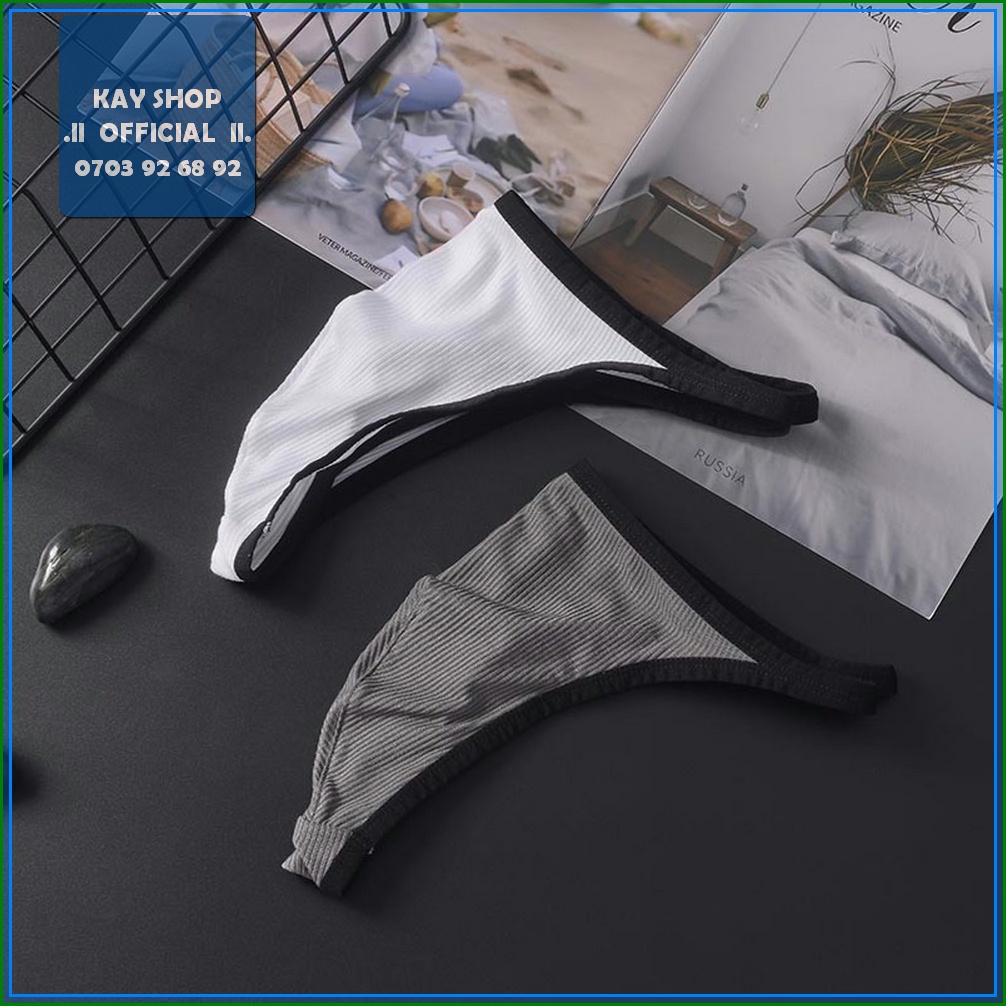 Quần lót lọt khe sexy nam GTOP XMAN thun Modal vân sọc sọc viền độc lạ - Quần sịp nam khoe mông căng tròn gợi cảm