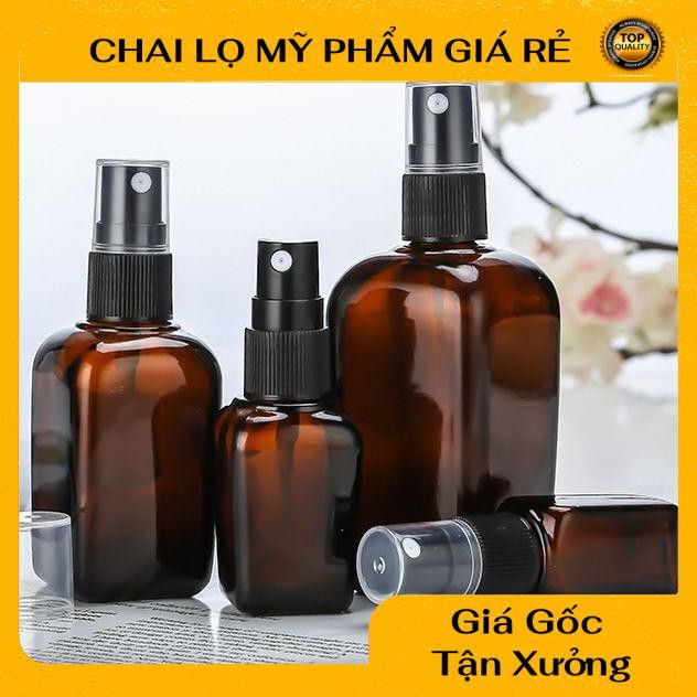 [RẺ VÔ ĐỊCH] [15ml,25ml,35ml] Chai xịt phun sương Thủy tinh Nâu vuông chiết nước hoa, đựng mỹ phẩm , phụ kiện du lịch