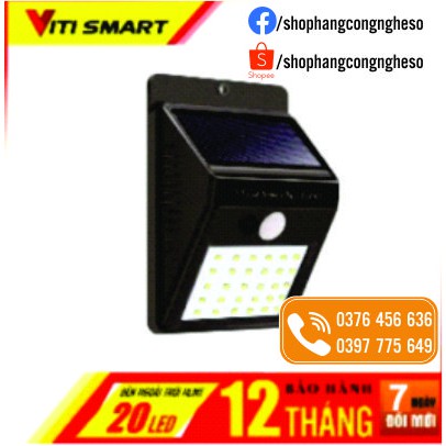 Đèn năng lượng mặt trời ốp tường ngoài trời 20 led - Miễn phí vận chuyển toàn quốc -  Được kiểm tra hàng