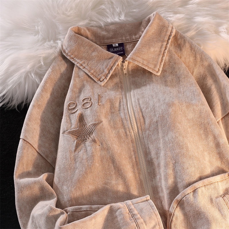 Áo Khoác Bóng Chày Dáng Rộng Màu Nâu Thời Trang Xuân Thu Cá Tính Cho Nữ