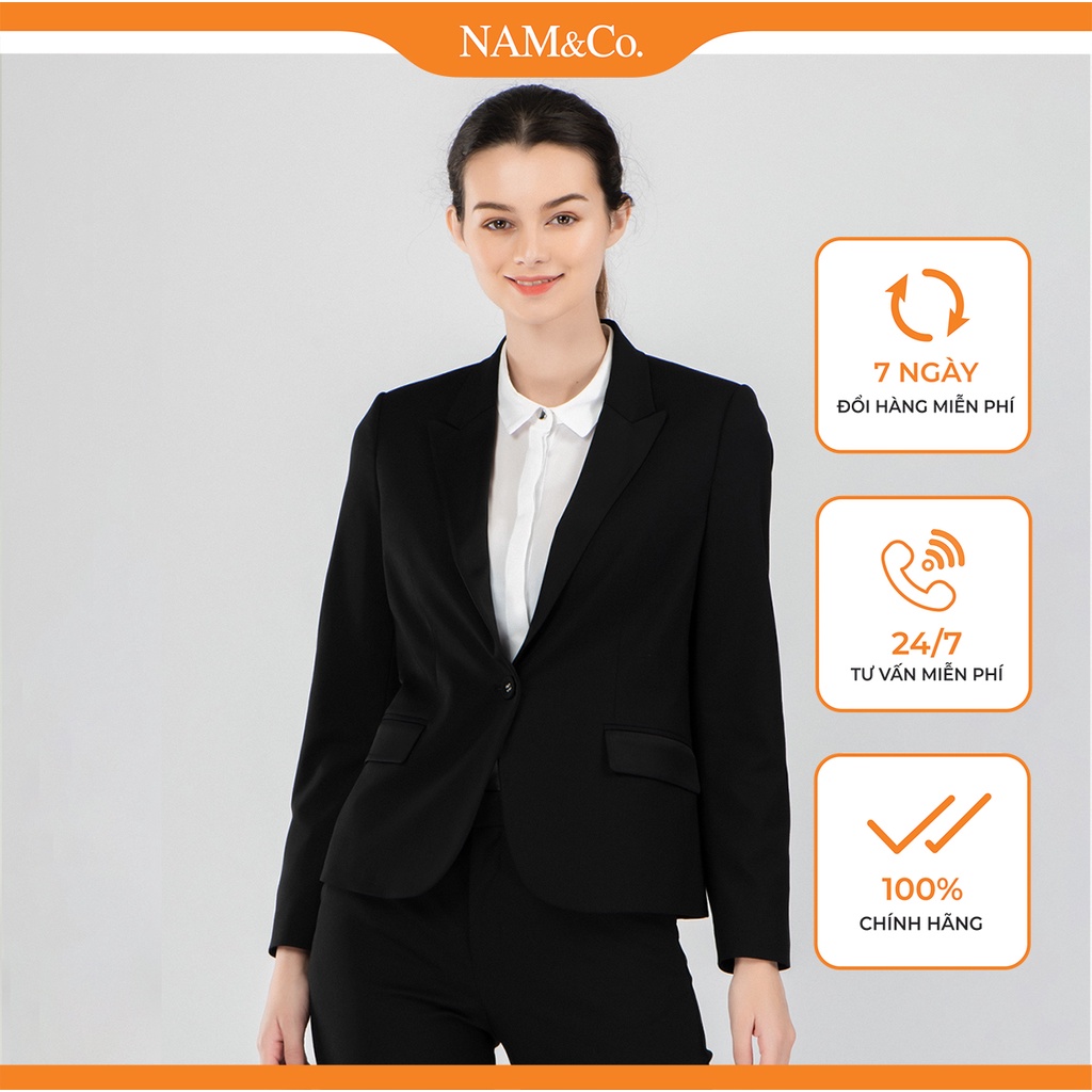 Áo khoác Blazer NamandCo công sở mùa đông 2 lớp dáng ngắn thiết kế cao cấp size SX,S,M,L,XL,XXL màu đen VJ0596-B