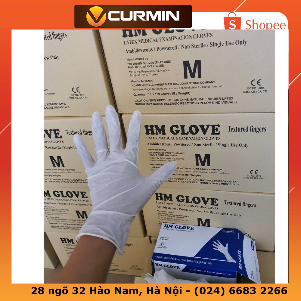 Combo 3 đôi Găng cao su Tay y tế Latex có bột - HM Glove - Malaysia (Phòng khám,spa, thẩm mỹ viện, xăm,..)