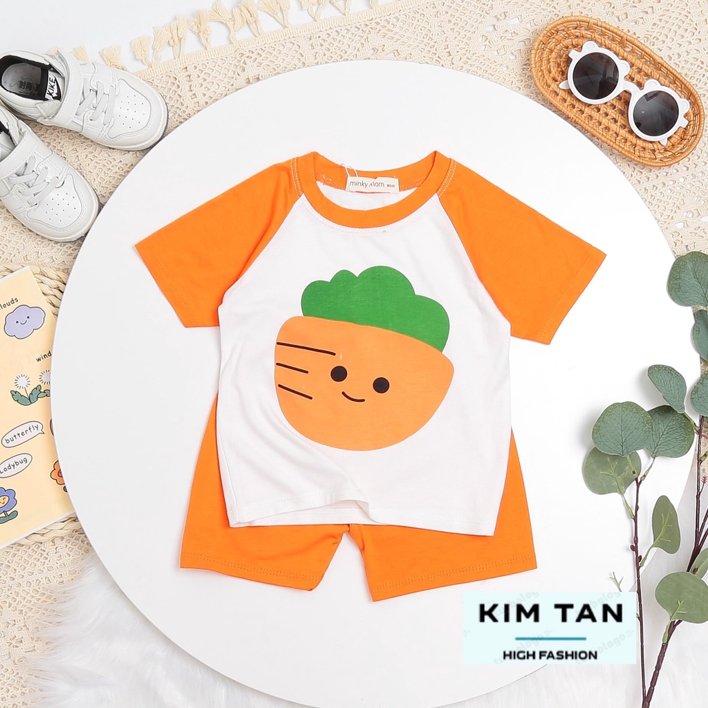 Bộ Cộc Tay MINKY MOM Rau Củ  ⚡FREESHIP⚡ Chất Thun Lạnh Cho Bé Trai, Bé Gái Thoải Mái Thoáng Mát Ngày Hè