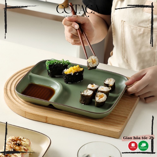 Dĩa ăn gốm sứ phong cách Nhật bày trí món ăn sang trọng