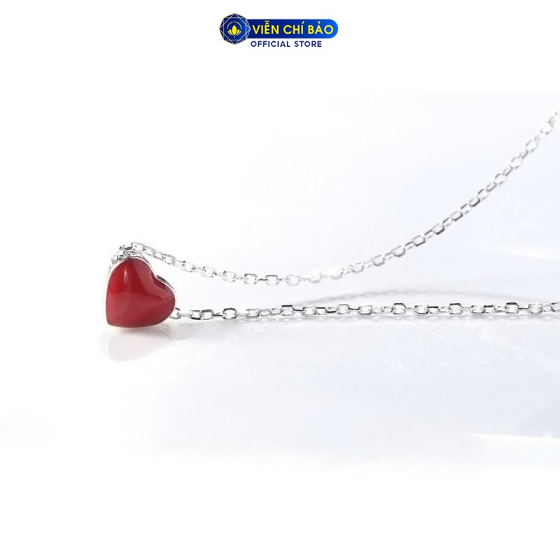 Dây chuyền bạc nữ mặt trái tim đỏ bạc 925 thời trang phụ kiện trang sức nữ thương hiệu Viễn Chí Bảo D400217