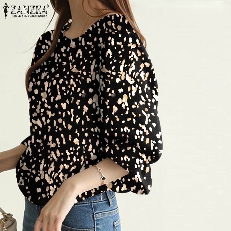 Zanzea Áo Cánh Tay 3 / 4 Cổ Tròn In Họa Tiết Thời Trang Cho Nữ