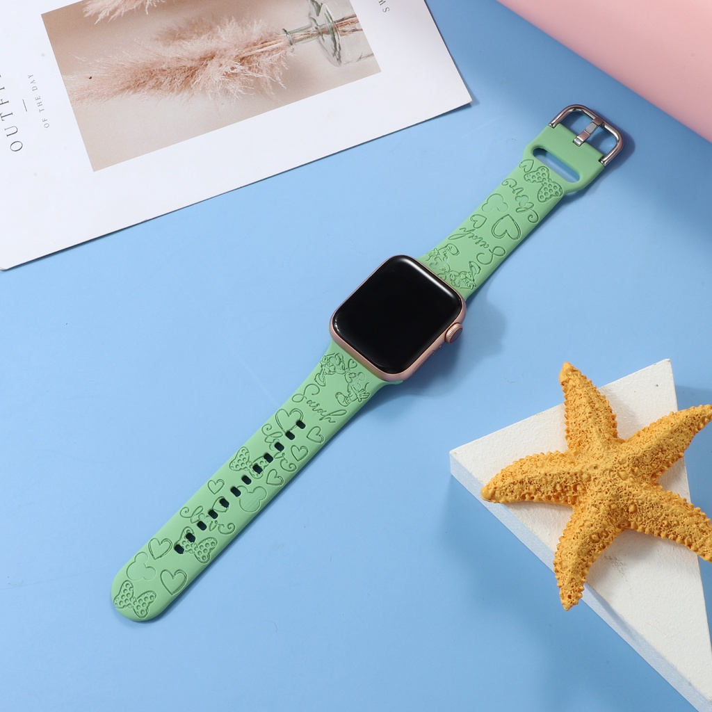 Dây Đeo Họa Tiết Hoạt Hình Mickey Minnie Cho Đồng Hồ Thông Minh Apple Watch 38mm 40mm 41mm 42mm 44mm 45mm Series 8 7 6 SE 5 4 3 2 1