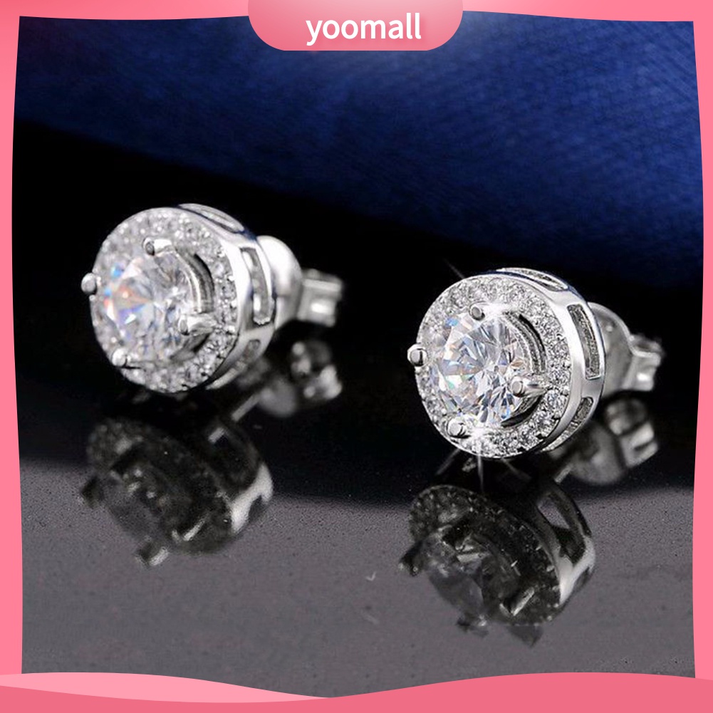 Yomall♡ Bông Tai DạNg TròN ĐíNh Đá ThờI Trang