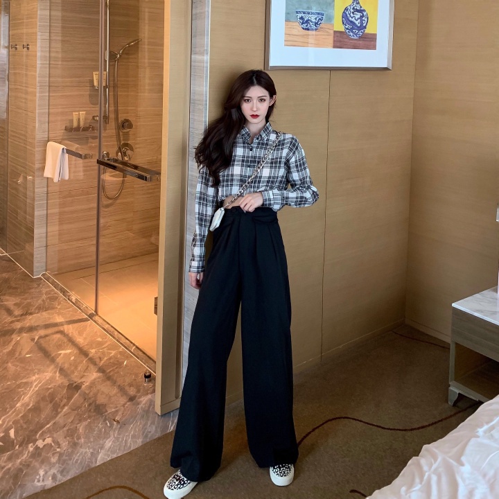 Áo Sơ Mi Croptop Tay Ngắn Họa Tiết Sọc Caro Phong Cách Retro Cho Nữ