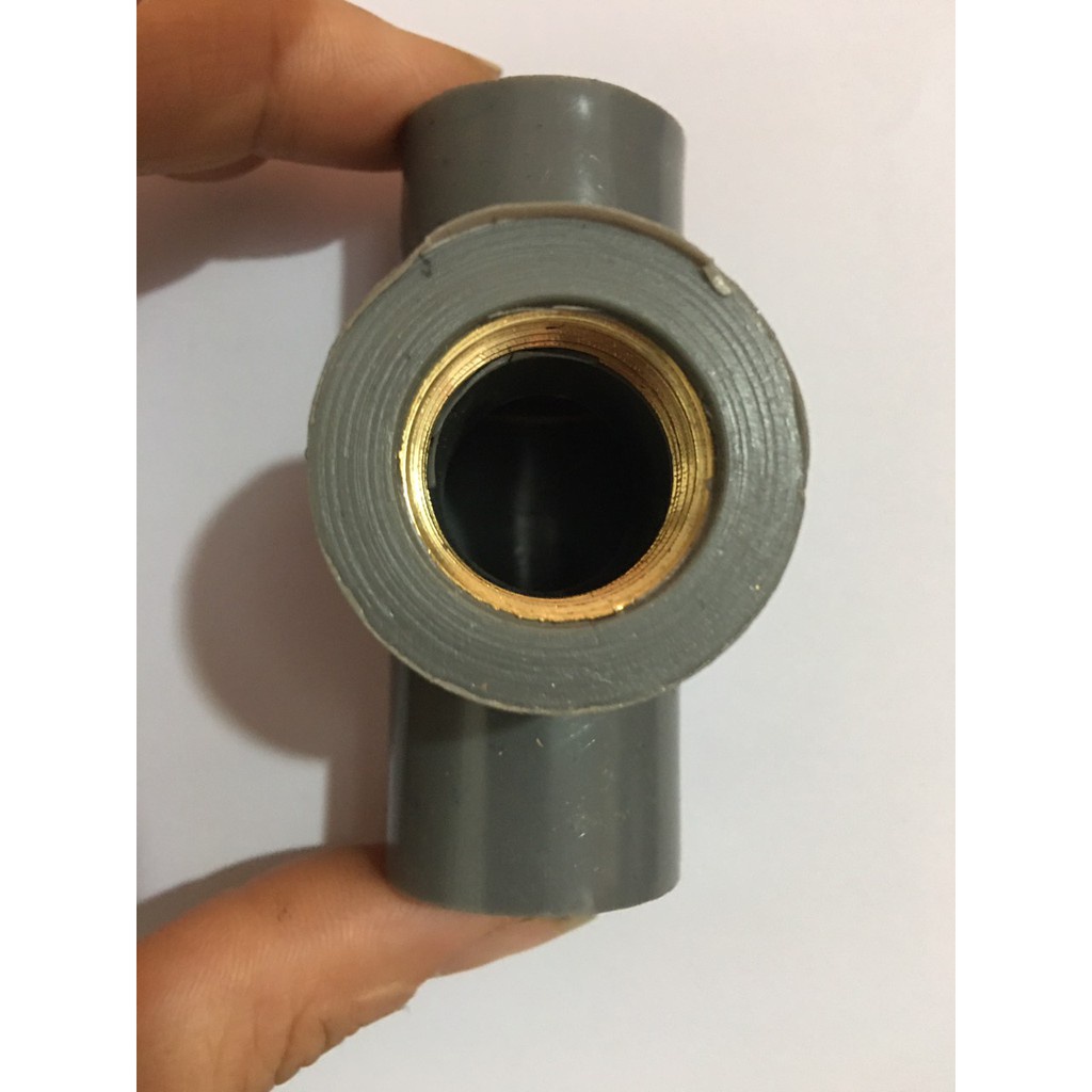 ( SIÊU RẺ ) Tê nhựa ren đồng ren 21 (cút nối)