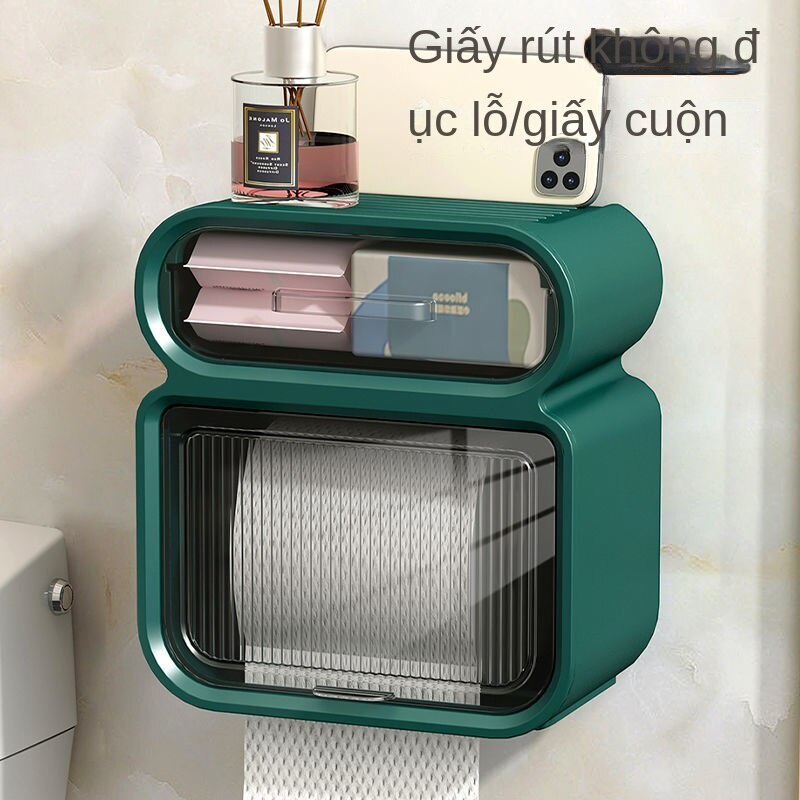 Hộp Đựng Cuộn Giấy Vệ Sinh Gắn Tường Không Đục Lỗ Chống Thấm Nước