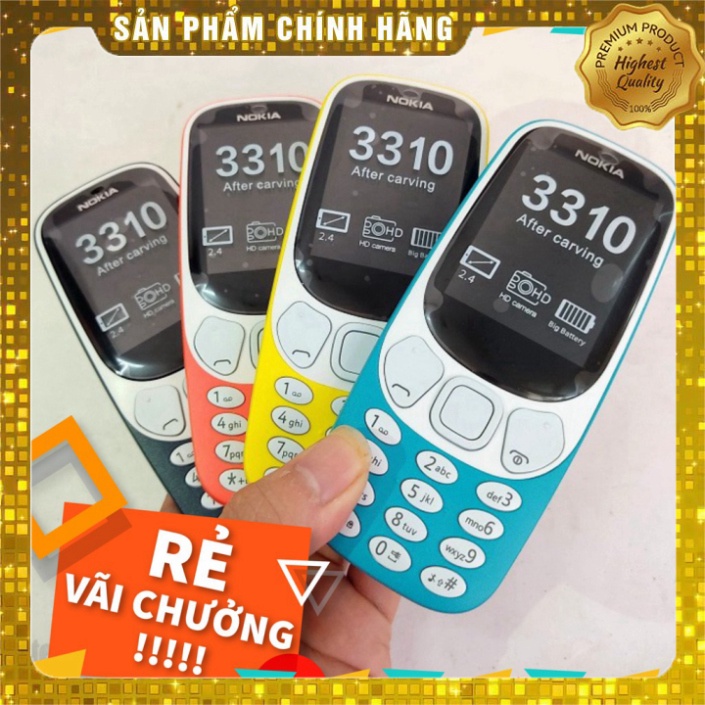 Điện thoại Nokia mini siêu nhỏ 3310 2 sim,sóng khỏe,loa to hỗ trợ blutooth,mp3,thẻ nhớ SD