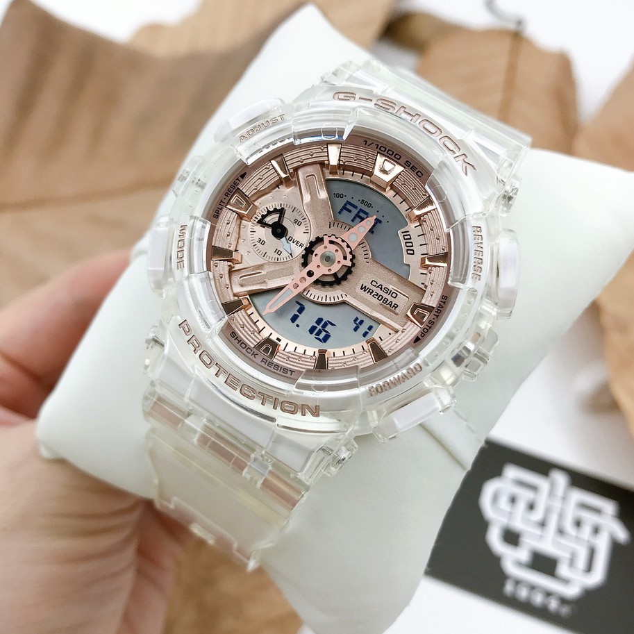 Đồng hồ nam/nữ Casio G-SHOCK GMA-S110 / GMA-S110SR-7A dây đeo trong suốt, chống va đập, hàng chính hãng