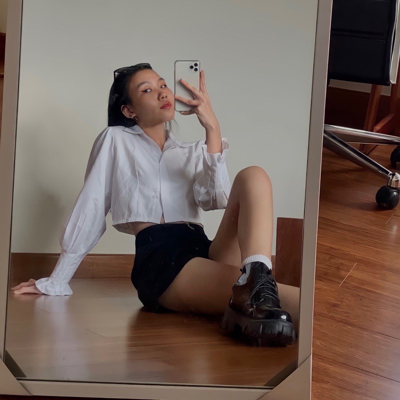 Áo Sơ Mi Croptop Tay Dài