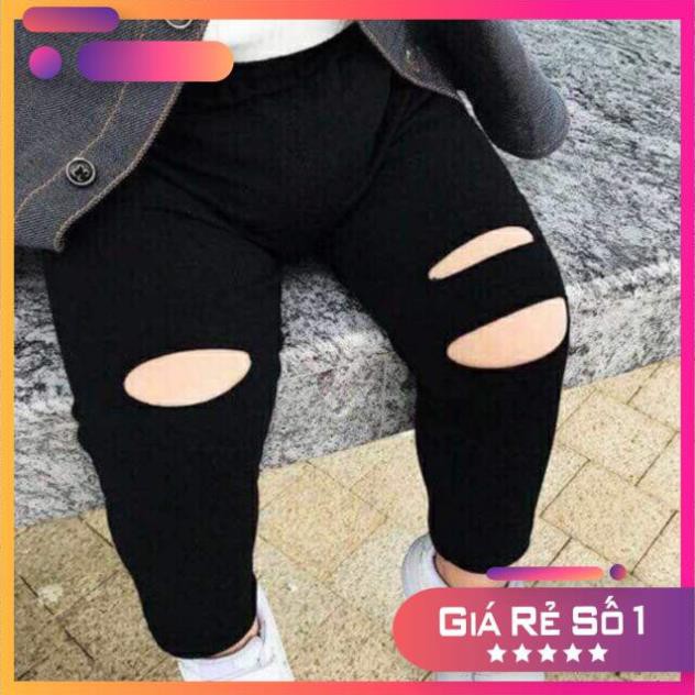 Quần áo trẻ em quần legging cho bé rách gối sành điệu, quần legging bé gái bé trai, thời trang trẻ em