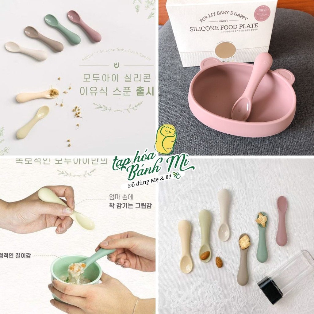 Khay ăn/Bát gấu/Cốc gấu/Khay trữ đông/Thìa ăn dặm silicone BLUEMAMA Modui made in korea
