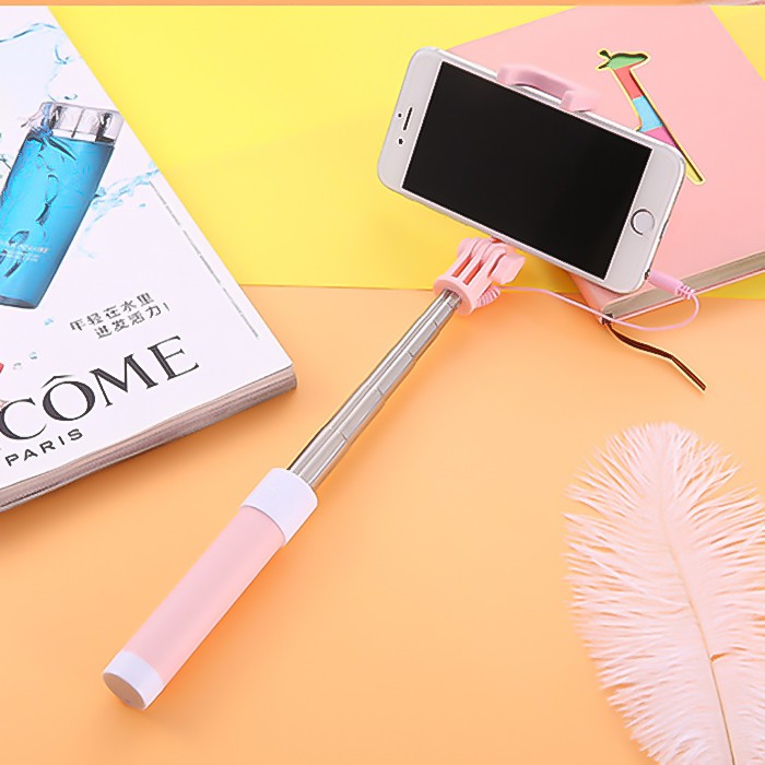 Gậy Chụp Ảnh Tự Sướng Selfie Stick Có Gương Kết Nối Cổng Tai Nghe 3.5mm