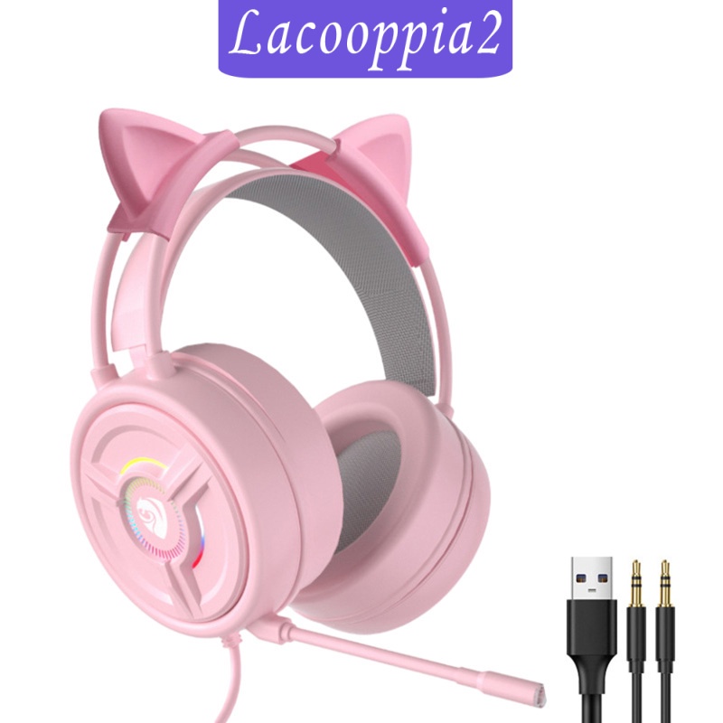 [LACOOPPIA2] 3.5mm Gaming Headset w/LED Light, Stereo Surround Sound, PSH-200 Gaming Headphones with Noise Cancelling Mic for PC Laptop