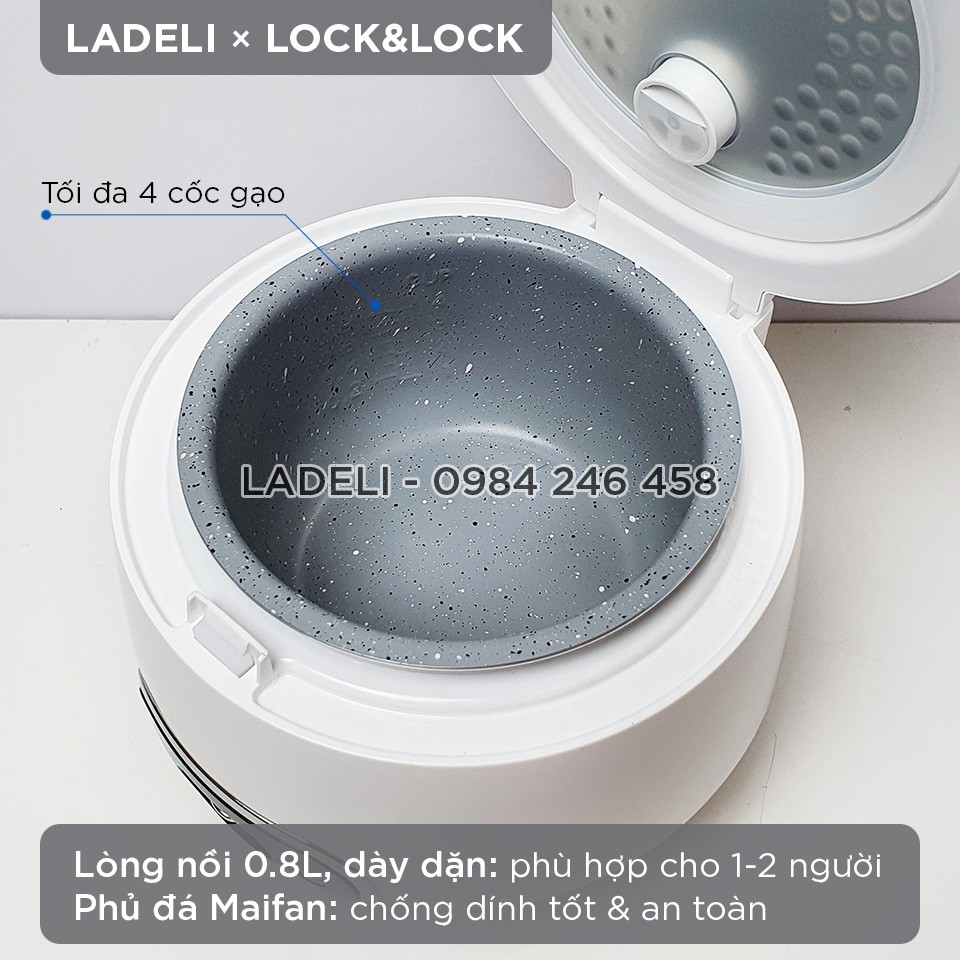 Nồi cơm điện mini 0.8L LOCK&amp;LOCK EJR426 công suất 250W bảo hành 12 tháng