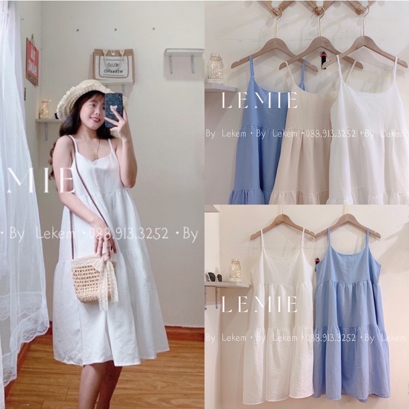 Đầm Hai Dây Đũi Xốp Babydoll Nữ Mùa Hè V06, Váy Xuông Ulzzang Vintage Siêu Xinh Hàng Có Sẵn Đủ Màu Ảnh Thật Lekemqc 🧸