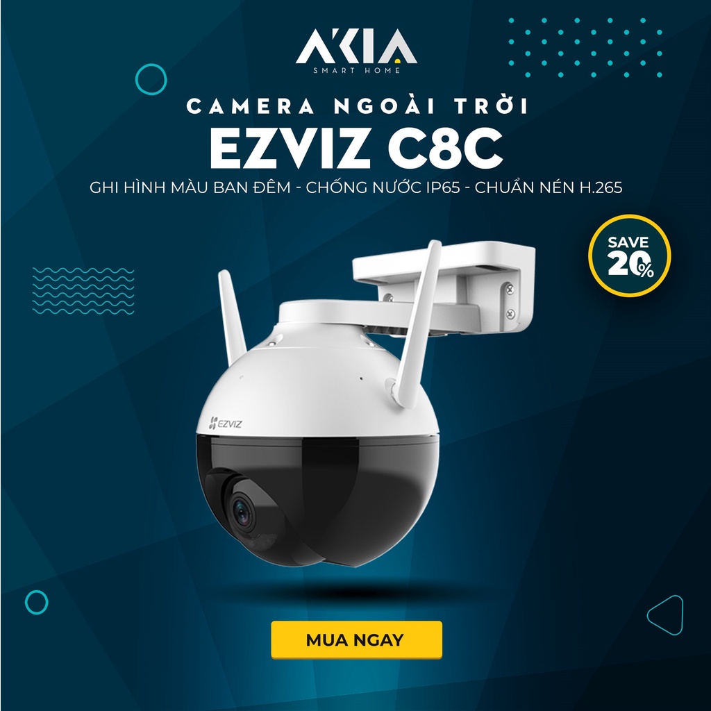 Camera wifi thông minh Ezviz C8C, camera an ninh 360 độ Full HD 1080p (Có màu ban đêm, chống nước IP65) - BH 24 tháng
